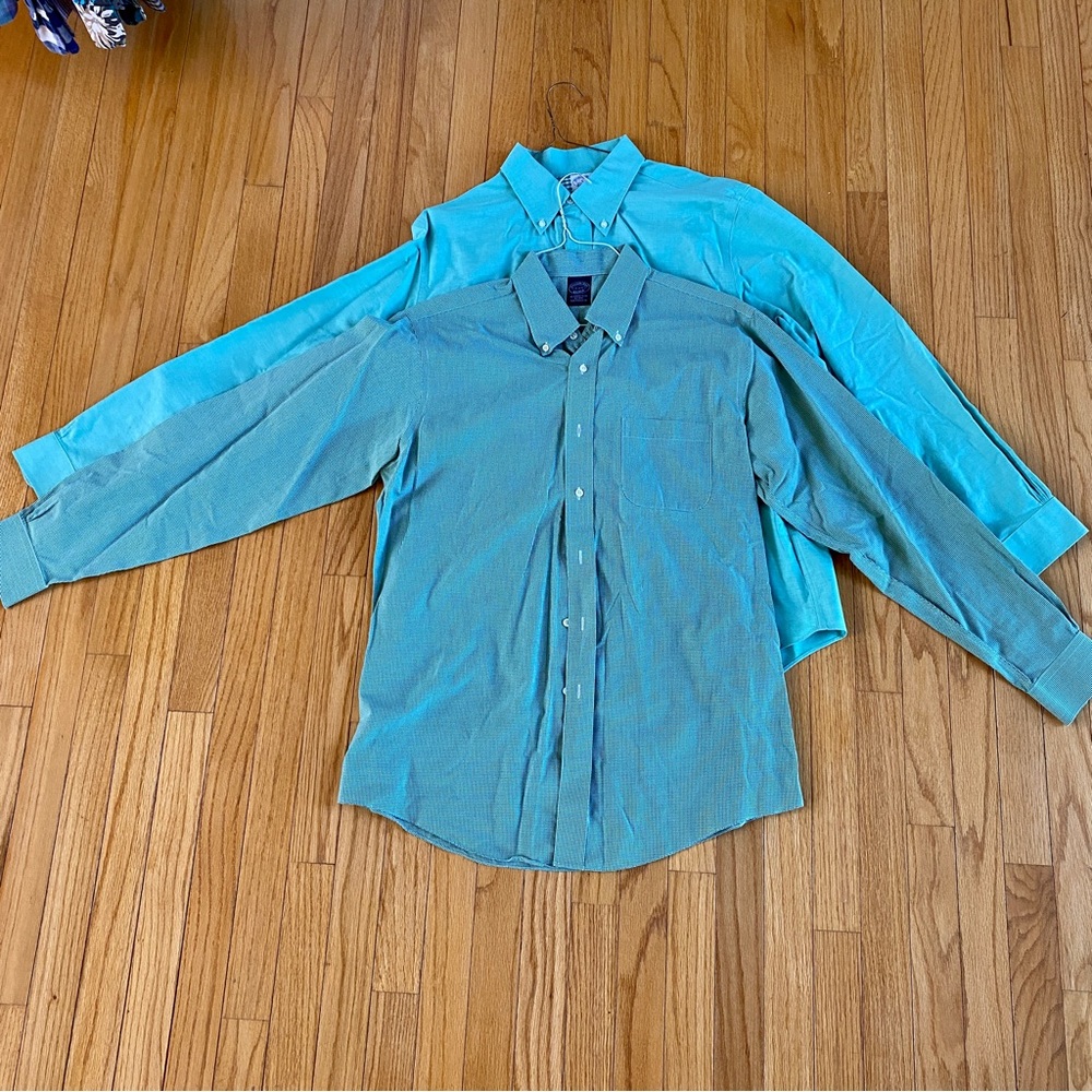 2 Brooks Brothers Large Mens Button ups green